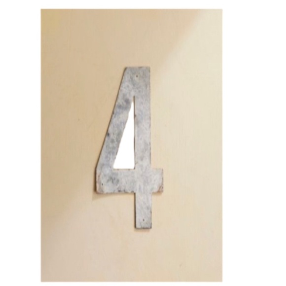 Anthropologie Iron Number 4 House Number Terrain Decor Farmhouse New Home ANTHRO - Picture 1 of 3